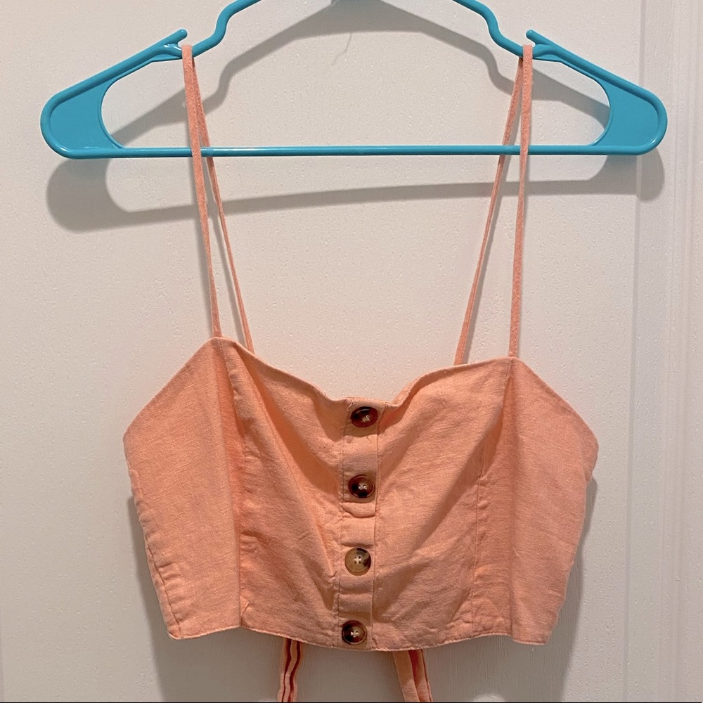 Forever 21 Coral Linen Crop Top
